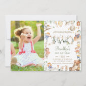 Chic Kinderzimmer Rhyme Greenery 2. Geburtstag Fot Einladung (Vorderseite)