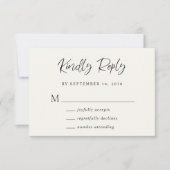 Chic Kindly Reply Cream Wedding RSVP Karte (Vorderseite)