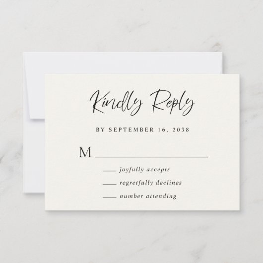 Chic Kindly Reply Cream Wedding RSVP Karte (Vorderseite)