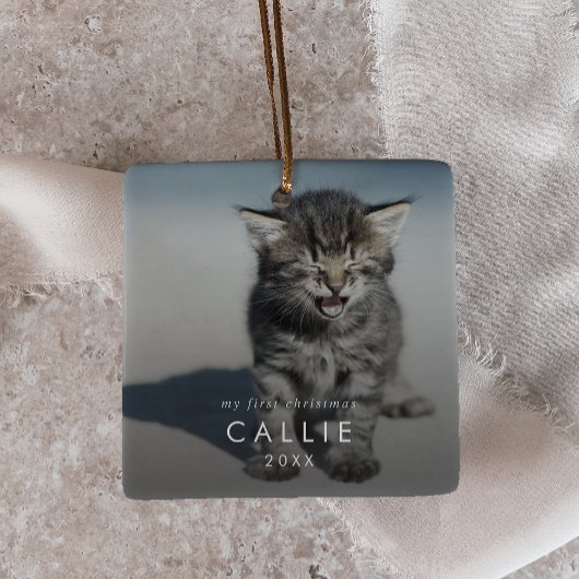 Chic Kittens First Christmas Cat Foto Overlay Keramikornament