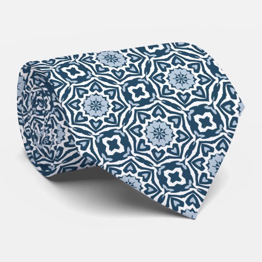 Chic Klassiker Niederländisches Delft Blau Florale Krawatte (Gerollt)