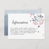 Chic klassisch graue rosa Aquarellfarben Details z Begleitkarte (Vorne/Hinten)