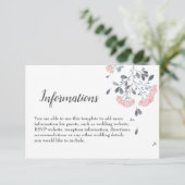 Chic klassisch graue rosa Aquarellfarben Details z Begleitkarte (Stehend Vorderseite)