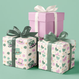 Chic Kleeblatt, Bogen und Hat Patrick's Day Set vo Geschenkpapier Set