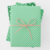 Chic Kleeblatt Mint Green Polka Dots Muster Geschenkpapier Set (Beispiel)