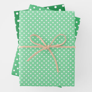 Chic Kleeblatt Mint Green Polka Dots Muster Geschenkpapier Set
