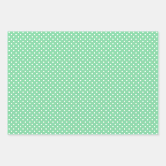 Chic Kleeblatt Mint Green Polka Dots Muster Geschenkpapier Set (Vorderseite)