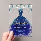 Chic königsblaues aquamarines Kleid Blumen Quincea Acryleinladungen (Insitu (Handheld))
