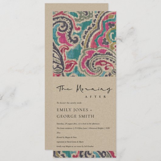 CHIC KRAFT BOHO IKAT TRIBAL PATTERN MORGEN NACH EINLADUNG (Vorne/Hinten)