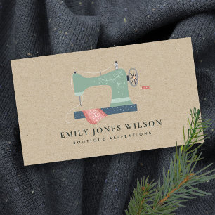 CHIC KRAFT GREEN ORANGE PINK SEWMASCHINE TAILOR VISITENKARTE