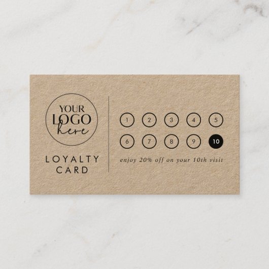 Chic Kraft Paper Logo Business Prämie 10 Punch Treuekarte (Vorderseite)