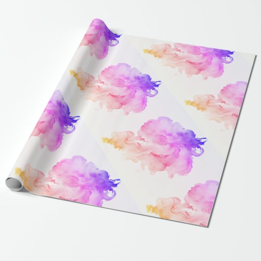 Chic künstlerisch abstrakte Aquarellfarbe weiß Geschenkpapier (Ungerollt)