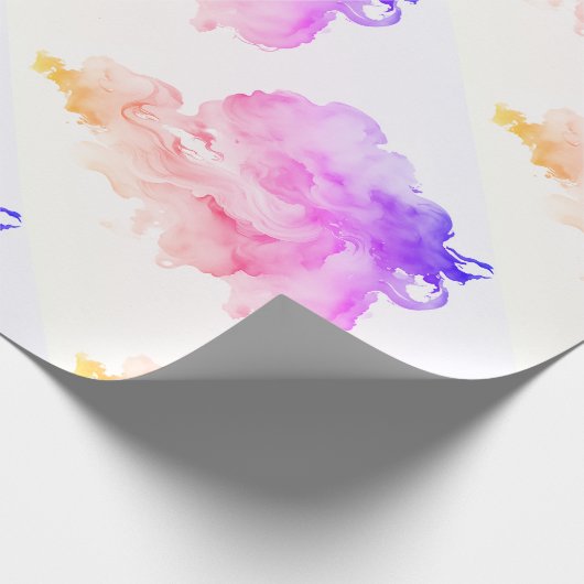 Chic künstlerisch abstrakte Aquarellfarbe weiß Geschenkpapier (Ecke)