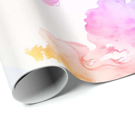 Chic künstlerisch abstrakte Aquarellfarbe weiß Geschenkpapier (Rolleneckpunkt)