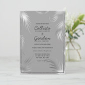 Chic Künstlerisch Silver Grey Leaf Glitzer Border  Einladung (Stehend Vorderseite)