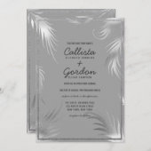 Chic Künstlerisch Silver Grey Leaf Glitzer Border  Einladung (Vorne/Hinten)
