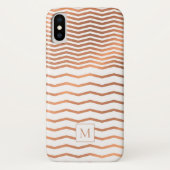 Chic Kupfer und Rose Gold Foil Zickzack Monogramm Case-Mate iPhone Hülle (Rückseite)