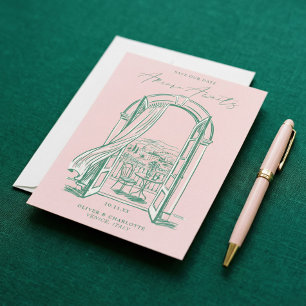 Chic La Dolce Vita Hand Doodle Skizze Venedig Ital Save The Date