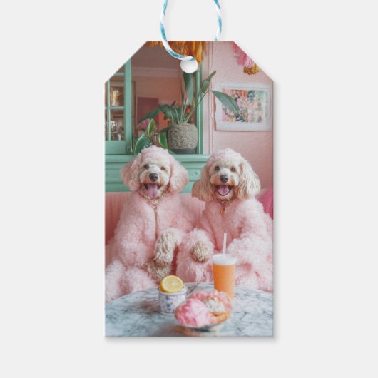 Chic Labradoodles in Pink Lounge Geschenkanhänger (Vorderseite)