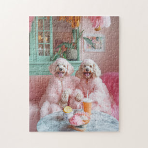 Chic Labradoodles in Pink Lounge Puzzle