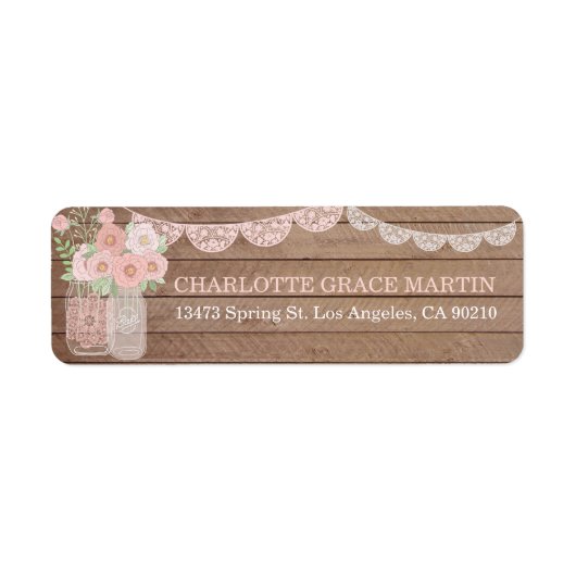 Chic Lace Mason Jar & Wood Address Labels (Vorne)