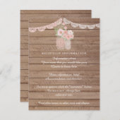 Chic Lace Mason Jar & Wood Wedding Einsteckkarte Begleitkarte (Vorne/Hinten)