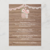 Chic Lace Mason Jar & Wood Wedding Einsteckkarte Begleitkarte (Vorderseite)