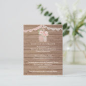 Chic Lace Mason Jar & Wood Wedding Einsteckkarte Begleitkarte (Stehend Vorderseite)