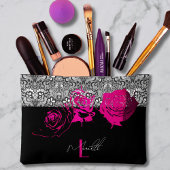 Chic Lace & Rose Personalisiert Zubehörtasche