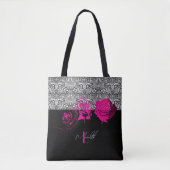 Chic Lace & Rose Personalisierte Tasche (Vorderseite)