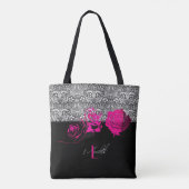 Chic Lace & Rose Personalisierte Tasche (Rückseite)