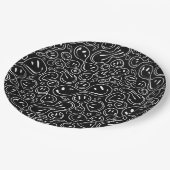 Chic Lächeln Gesicht Melting Lächeln Muster Schwar Pappteller (Schrägansicht)