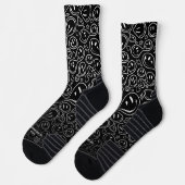 Chic Lächeln Gesicht Melting Lächeln Muster Schwar Socken (Links)