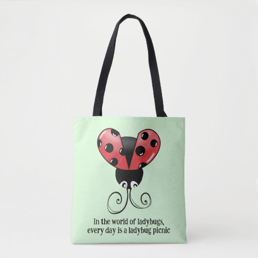 Chic Ladybug Quote Tote Bag - Ladybug Picnic Tasche (Vorderseite)