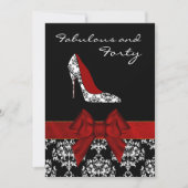 Chic Lady's Damask Stiletto Custom Einladung (Vorderseite)