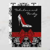 Chic Lady's Damask Stiletto Custom Einladung (Vorne/Hinten)