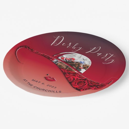 Chic Ladys Hat Derby Party Pappteller (Schrägansicht)