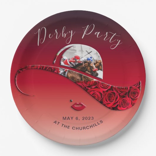 Chic Ladys Hat Derby Party Pappteller (Vorderseite)