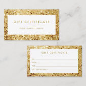 Chic Large Gold Glitzer Geschenkgutschein Empfehlungskarte (Vorne/Hinten)
