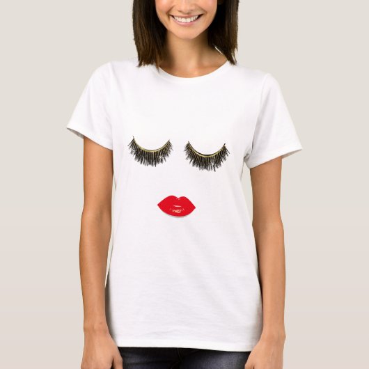 Chic Lashes und Rote Lippen T-Shirt (Vorderseite)