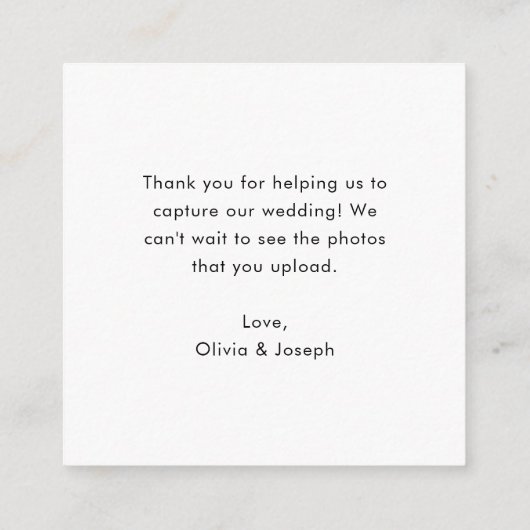 Chic Lässig Script QR Code Wedding Share the Liebe Begleitkarte (Rückseite)