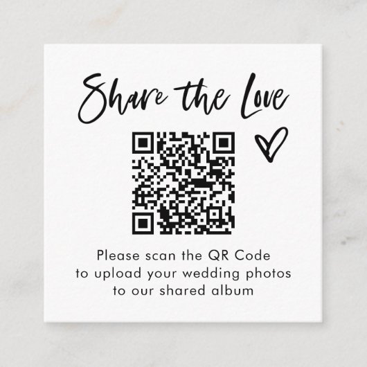 Chic Lässig Script QR Code Wedding Share the Liebe Begleitkarte (Vorderseite)