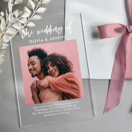 Chic Lässiges Skript und Foto | Hochzeit Acryleinladungen