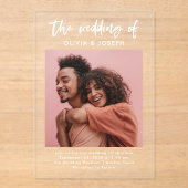 Chic Lässiges Skript und Foto | Hochzeit Acryleinladungen (Vorderseite)