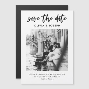 Chic Lässiges Skript und Foto Save the Date Magneteinladung