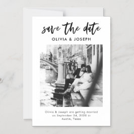 Chic Lässiges Skript und Foto Save the Date Magneteinladung