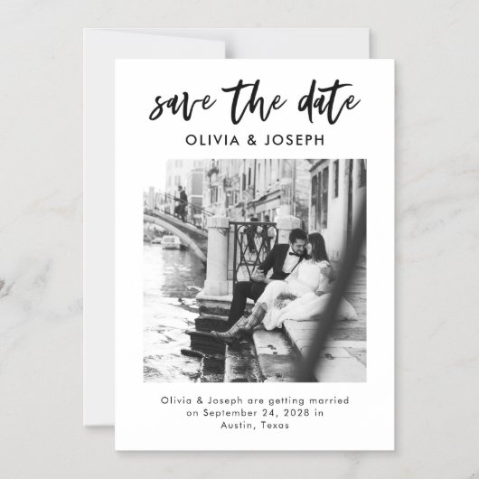 Chic Lässiges Skript und Foto Save the Date Magneteinladung (Vorderseite)