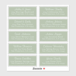 Chic Laurel Green Wedding Guest Address Labels