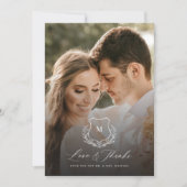 Chic Laurel Liebe & Danke Hochzeit Dankeschön Card (Vorderseite)