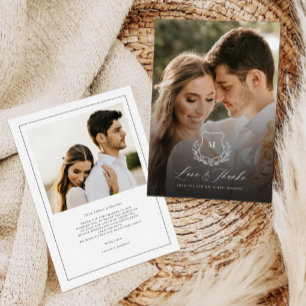 Chic Laurel Liebe & Danke Hochzeit Dankeschön Card